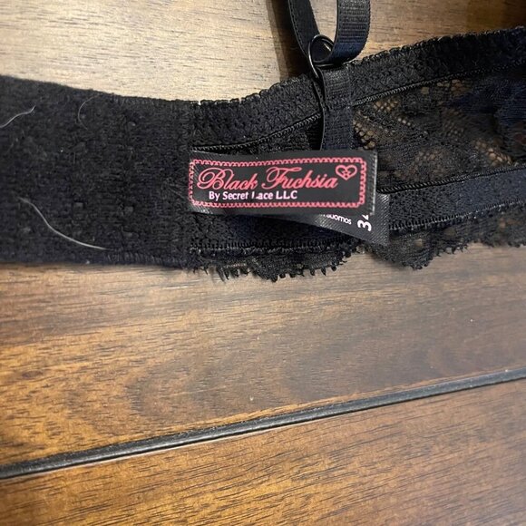 Black Fuchsia Women's Floral Lace Push Up Bra Size 34D - Picture 3 of 6